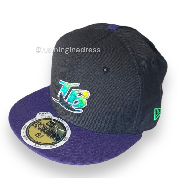 New Era Two tone Black Purple Tampa Bay Rays Cooperstown Collection Wool Fitted - Picture 4 of 16